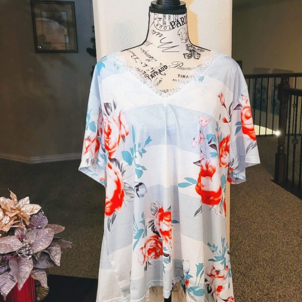 Women's Plus Size Deep V Neck Top